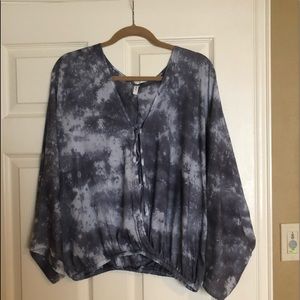 Gray tie dye boho top